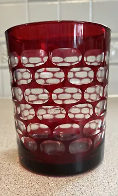 Buy Vintage Bohemian Ruby Red Cut To Clear Crystal Czech Vase 5” • 18£