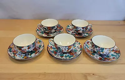 Buy Vintage Crown Ducal Ware 5 Tea Cup & 6 Saucer Chintz England Fruit Grannycore • 123.13£