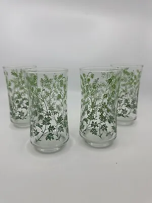 Buy Libbey Vintage Clear Green Spring Greenery Glasses-set Of 4 • 20.75£