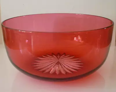 Buy VICTORIAN CRANBERRY GLASS FINGER BOWL WITH STAR CUT BASE C.1870s • 8.75£