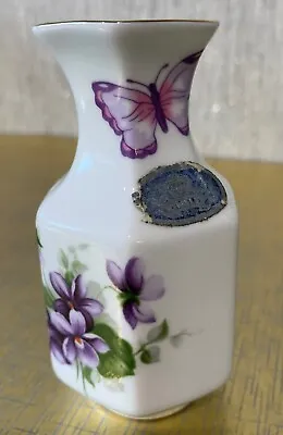 Buy AYNSLEY VASE VIOLET AND BUTTERFLY PATTERN SMALL  9 Cm FINE BONE CHINA PERFECT • 3.99£
