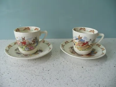 Buy TWO VINTAGE ROYAL DOULTON BUNNYKINS NURSERY WARE CUPS AND SAUCERS C.1968-75 • 30£
