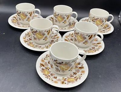 Buy Royal Doulton Indian Summer Retro 1970s Bone China Cups & Saucers X 6 • 17.45£