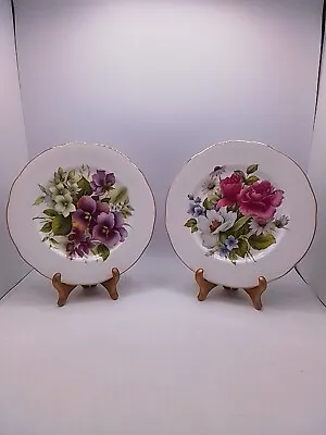 Buy Vintage Set Of 2 Duchess Pansy & Roses Plates Gold Trim 8.25  Made In England • 33.07£