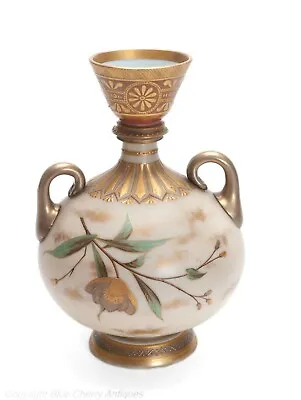 Buy Antique Stourbridge Or Harrach Vase Persian Inspired Hand Painted Milk Glass • 185£