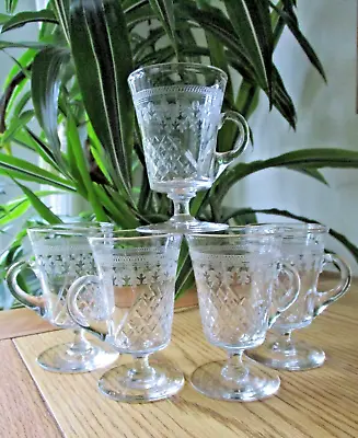 Buy 5 Genuine Antique Pall Mall Lady Hamilton Etched Cut Dessert Glasses Custard Cup • 39.99£