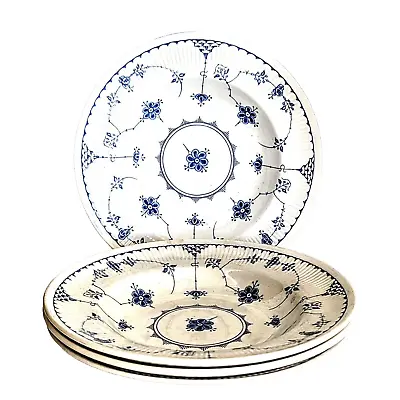 Buy Set Of 4 Furnivals China 8 7/8  Rimmed Soup Bowls In The DENMARK BLUE Pattern • 75.30£