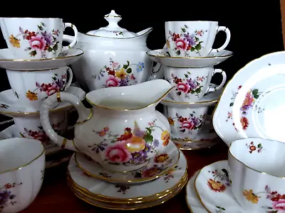 Buy English Fine Bone China Royal Crown Derby Tea Set Teapot 8 Cups Saucers Plates • 250£