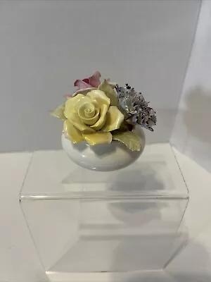 Buy Royal Adderley Bone China 3 Flower Bouquet Small White Vase Hand Painted England • 18.50£