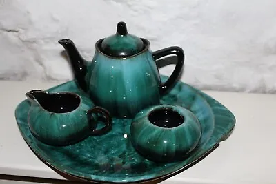 Buy Blue Mountain Pottery - Small Teapot, Creamer, Sugar Bowl On Matching Tray • 25£