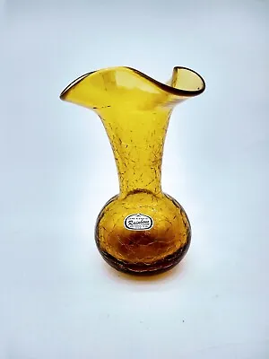 Buy Rainbow Crackle Glass Amber Vase • 16.58£