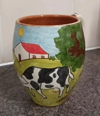Buy Gorgeous Hand Painted Studio Pottery Cow Mug Portugal • 9.50£