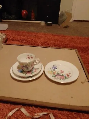 Buy Royal Stafford Floralia Bone China Cup, Saucer And Two Plates • 11£