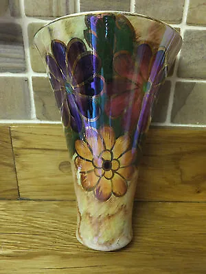 Buy Rare Vintage J Fryer Old Courthouse Hand Painted Floral Luster Wall Vase • 45£