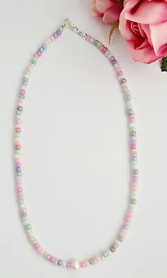 Buy Multicoloured Seed Bead And White Freshwater Cultured Pearl Bead 18inch Necklace • 4.99£