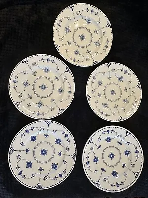Buy 10” Vintage Furnivals Denmark Ironstone Blue White Flower Dinner Plate X 5 Set • 35£