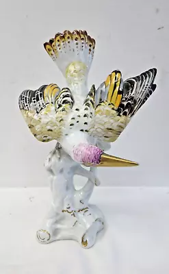 Buy Vintage Exotic Bird Fine Porcelain Hand Painted Gold Gilt Figure Ornament • 35£