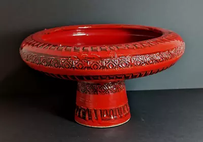 Buy LARGE Red Aldo Londi For BITOSSI Footed Italian Pottery Rimini Bowl Centrepiece • 350£
