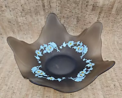 Buy WESTMORELAND GLASS Satin CHOCOLATE BROWN Hand Painted Abstract Shaped Bowl Dish • 28.94£