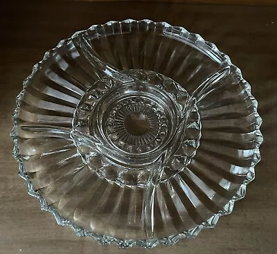 Buy Clear Glass Serving Relish Tray Plate Vintage 11 3/4” In Diameter • 16.16£