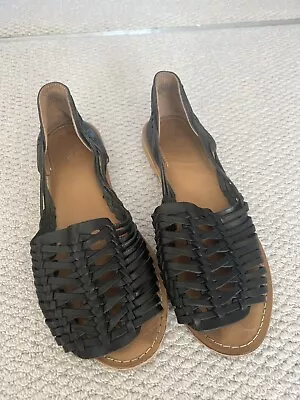 Buy ASOS Florentine Woven Leather Sandals. Black. Size 6 • 0.99£