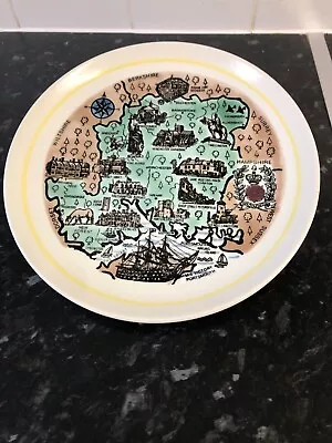 Buy Rare, Vintage Poole  Pottery  Map  Plate, Wiltshire,  Berkshire,  Dorset,  Surre • 12.99£