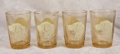 Buy 4 Small Glass Glasses Featuring Setter Heads 2 Inches Tall Pedigree Dog • 5.50£