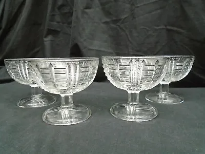 Buy Vintage Sowerby Clear Pressed Glass Pedestal Dessert Bowls X4 VGC • 12£