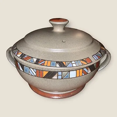 Buy Denby Marrakesh Casserole Dish & Lid 3pts Brown Mosaic Rim Vintage New Old Stock • 45£