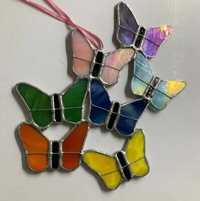 Buy Stained Glass Butterflies Suncatcher Window Wall Hanging Home Decor Gift New • 23.50£