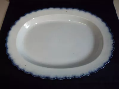 Buy Antique Georgian Pearlware Blue Feather Edge Platter 14.5  Long • 37.50£