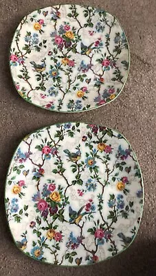 Buy 2 Rare Midwinter Stylecraft Pottery Plates In Flower And Bird Chintz Pattern VGC • 15£