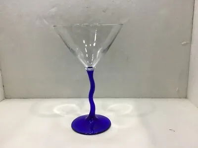 Buy Libby Courbe Glass Martini Glass With Cobalt Blue Wavy Zig Zag Stem • 11.52£