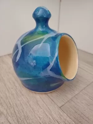 Buy Pendeen Pottery Studio CORNWALL  Small Ceramic Salt Pig Blue & Green Swirl • 20£