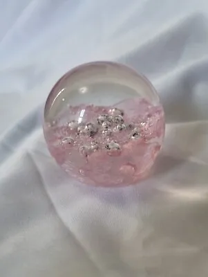 Buy Art Glass Paperweight Swirl Pink & Silved Beaded Miniature  • 15£