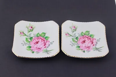 Buy Pair Of Vintage Royal Adderley Floral Bone China Dishes England Rose • 14.20£