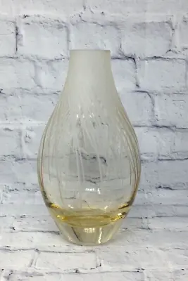 Buy Murano Modernist Cut Glass Frosted Crystal Vase In Gold & Clear Crystal (MF131G) • 9£