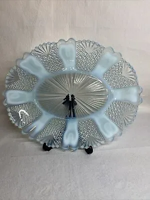 Buy Antique Davidson Blue Pearline Large Oval Dish Plate Platter RICHELIEU 10.9Inch • 44.99£
