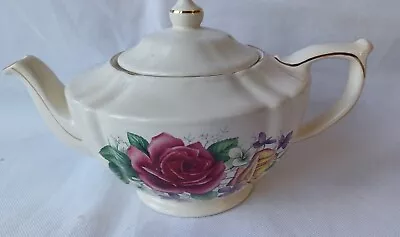 Buy Vintage Shabby Chic  Sadler Medium Ceramic Teapot Roses Floral Gilt • 13£