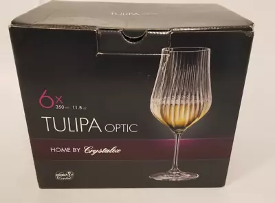Buy Wine Glasses X 6 - 350ml Tulipa Optic Crystalax Bohemian Crystal  - N11 Pink 535 • 5.95£