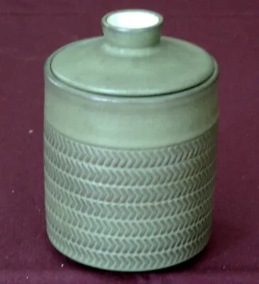 Buy Vintage Denby Chevron Lidded Storage Jar Canister 12cm  X 8.5cm Matte Green • 7.99£