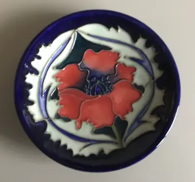 Buy Vintage Moorcroft Small Poppy Pin Dish  Dated 20/03/97 & Signed By Rachel Bishop • 59£
