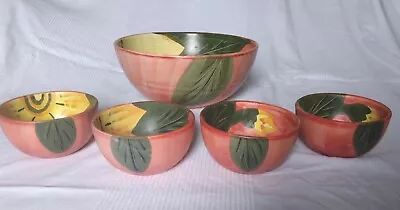 Buy Spanish Hand Painted Salad Or Fruit Bowl With 4 Small Dessert Bowls • 25£