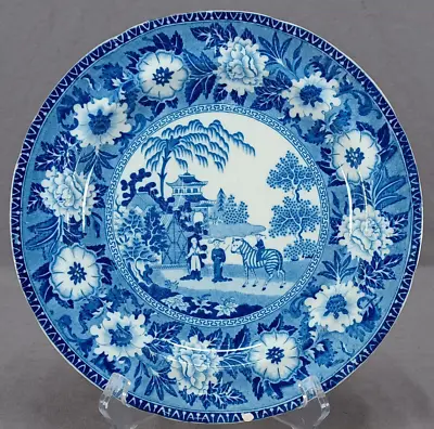 Buy John Rogers Zebra Pattern Blue Transferware 9 3/4 Inch Plate Circa 1815-1842 A • 80.91£