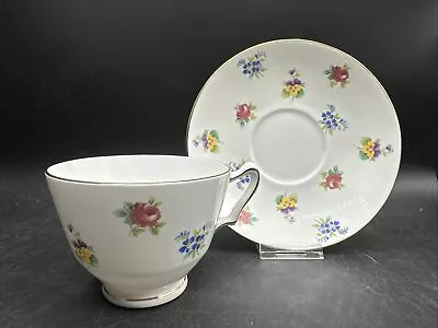 Buy Crown Staffordshire Fine Bone China Tea Cup And Saucer England Floral Flowers • 12.52£