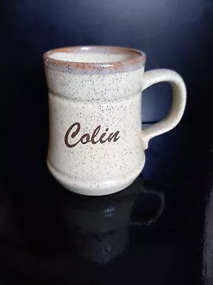 Buy Prinknash Pottery: Name Mug 'COLIN '. From Gloucester, England. H.10 Cm.VGC. • 6.50£