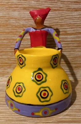 Buy Colourful African Style Woman Studio Pottery Tealite Holder 12.5cm High • 10£