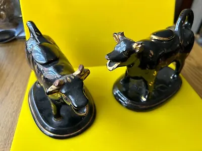 Buy Antique - Staffordshire - Jackfield - Black Cow And Bull Cow Creamers  • 9.95£