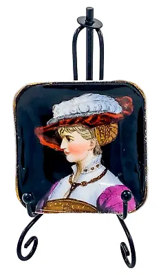 Buy Antique 19C German KPM Porcelain Pin Trinket Dish Miniature Plaque Portrait Lady • 110£