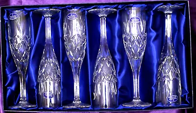 Buy Royal Doulton Crystal Cicant Champagne Flutes, Set Of 6, Boxed • 80£